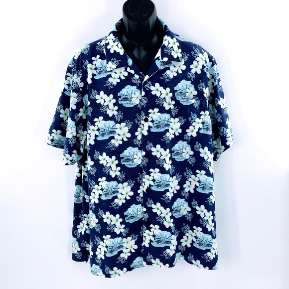 Tommy Bahama Other - Tommy Bahama Mens Camp Shirt Blue Coconut Point Surf Shack Floral Sz XL